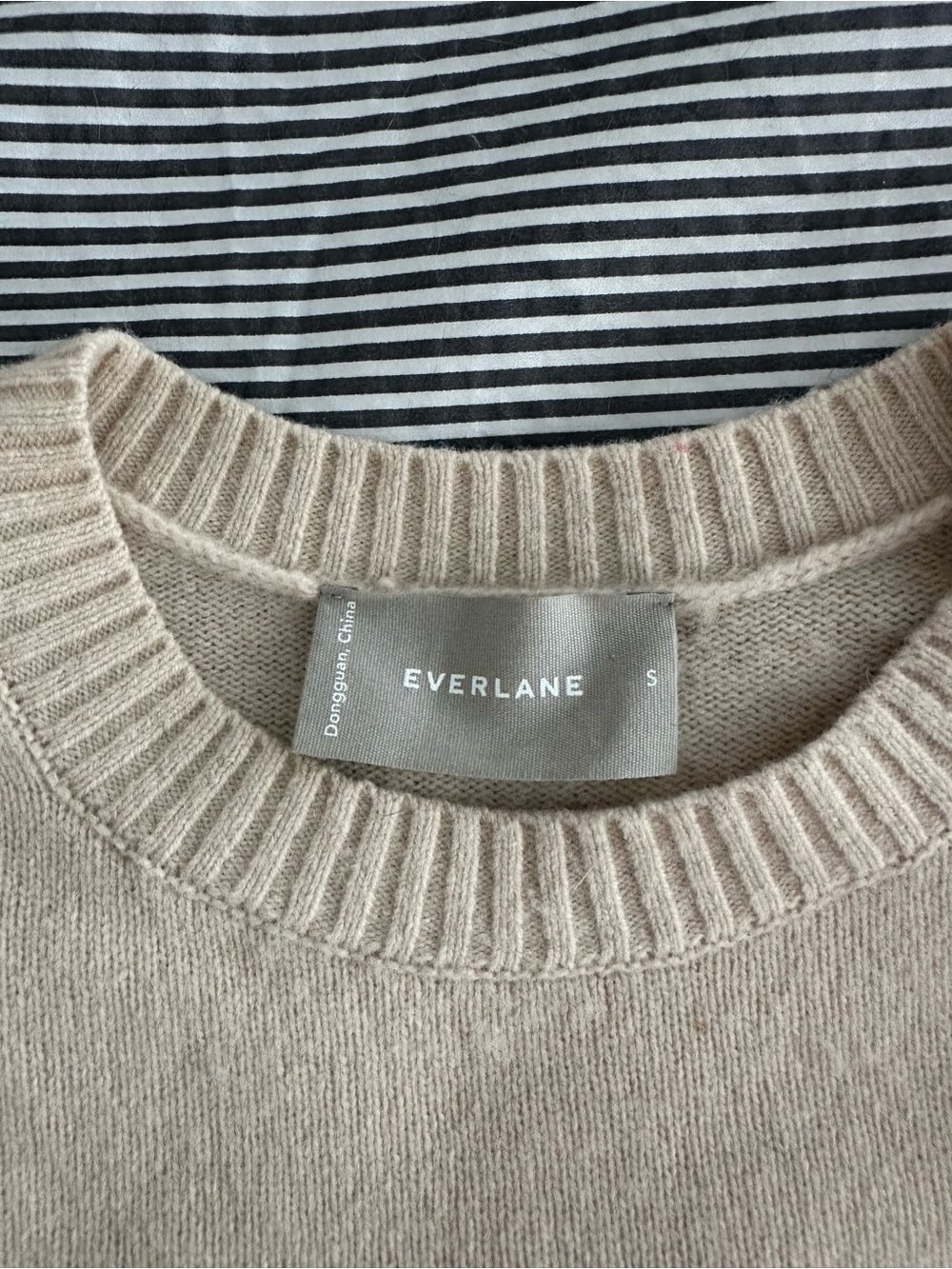 Everlane Good Merino Wool Crewneck Sweater - Buttermilk / White